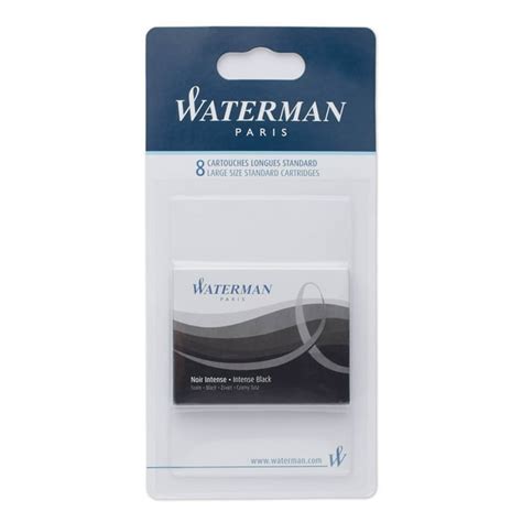 WATERMAN Fountain Pen Refills, Intense Black, Long Cartridges, 8 Count ...