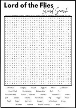 Lord Of The Flies Word Search By Laura C Teachers Pay Teachers