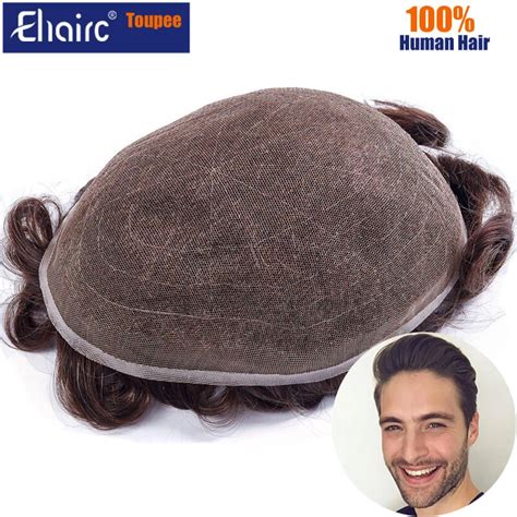 Tupé para hombres Base de encaje completa cabello capilar masculino