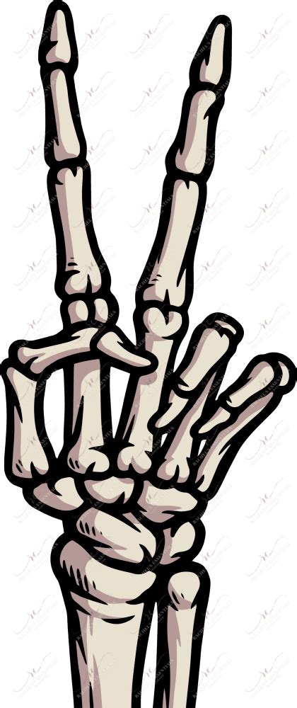 Skeleton Hand Peace Sign 2 Ready To Press Sublimation Transfer Print