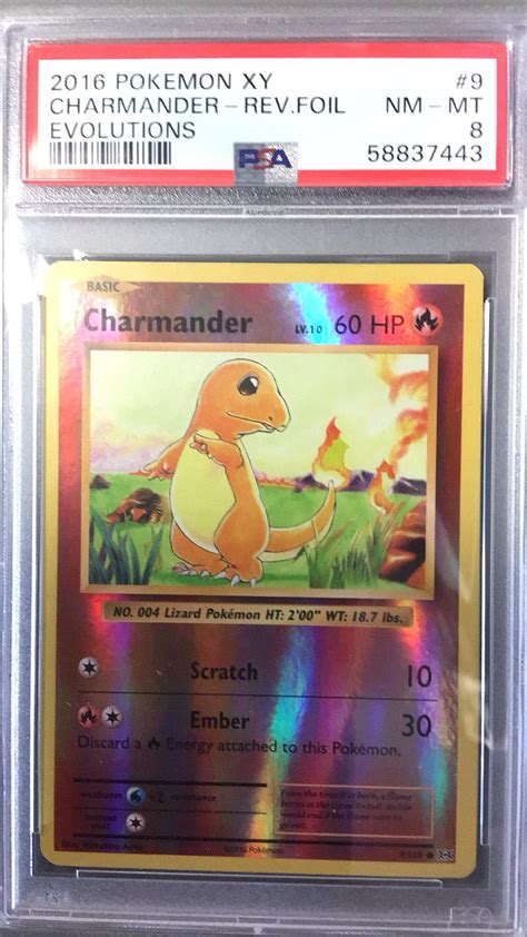 2016 Pokemon Xy Evolutions 9 Charmander Reverse Foil PSA 8 GameStop