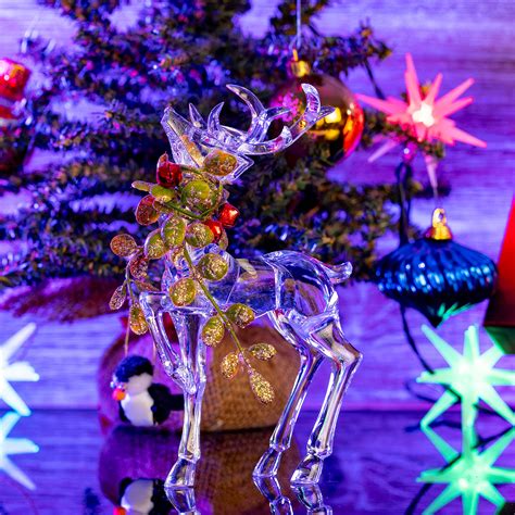 Ornativity Acrylic Christmas Reindeer Clear Deer Figurines With