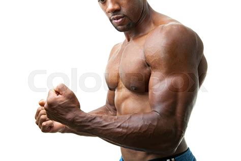 Muscular Man Flexing Stock Image Colourbox