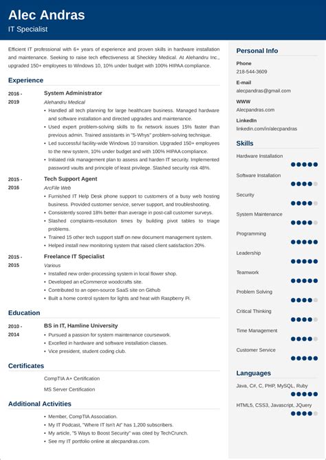 Best IT Resume Examples & Template to Follow in 2024