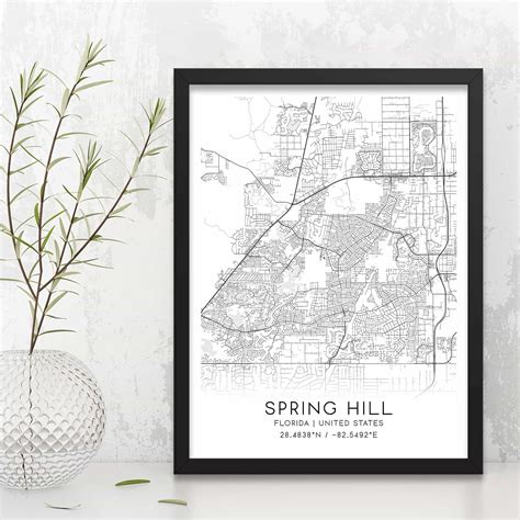 Spring Hill Florida Map Poster Modern Home Decor Wall Art Print