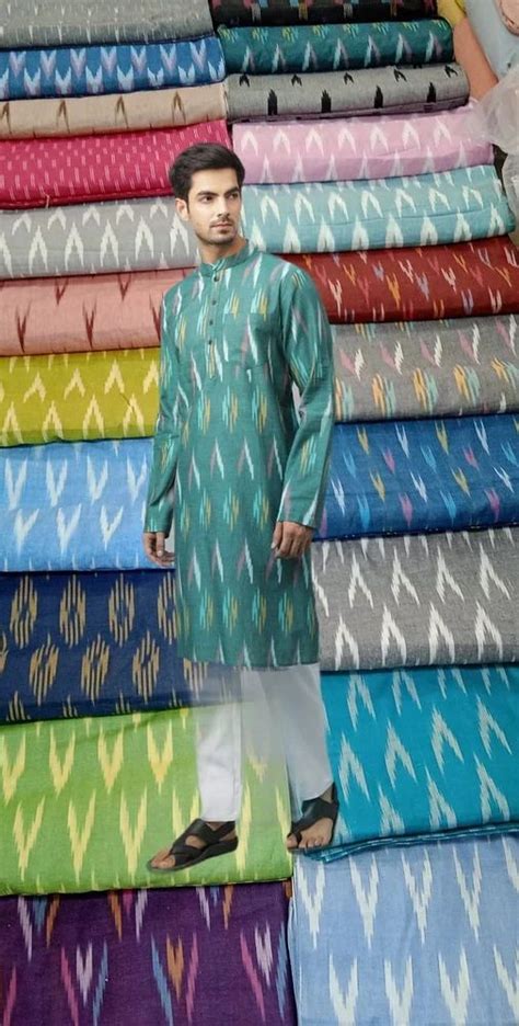 Cotton Silk Printed Handloom Ikkat Fabric For Garments Block Print