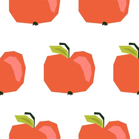 Premium Vector Seamless Pattern With Ripe Red Apples On White