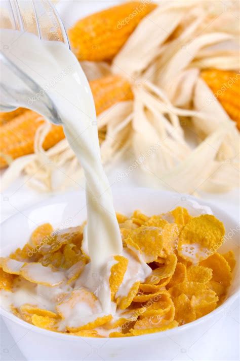 Corn Flakes Served For Breakfast Stock Photo By Igordutina