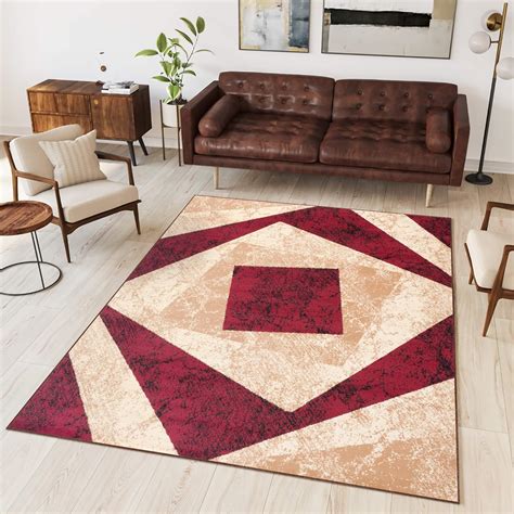 Tapiso Dream Tappeto Soggiorno Salotto Moderno Beige Rosso Geometrico