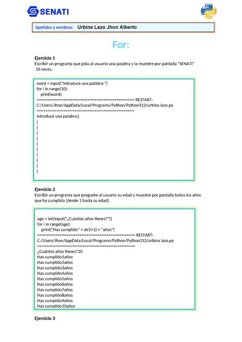 Practica For Resuelto For Ejercicio Escribir Un Programa Que Pida