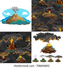 Set Volcanoes Varying Degrees Eruption Sleeping Stock Vector Royalty