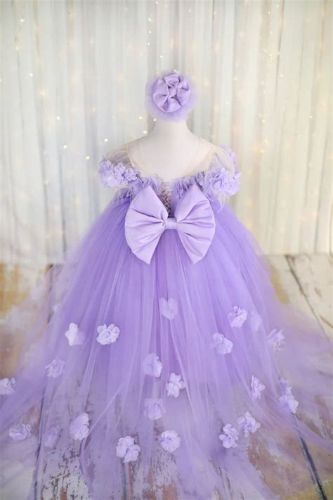 Purple Flower Girl Dress Satin For Little Princess First Birthday Dress