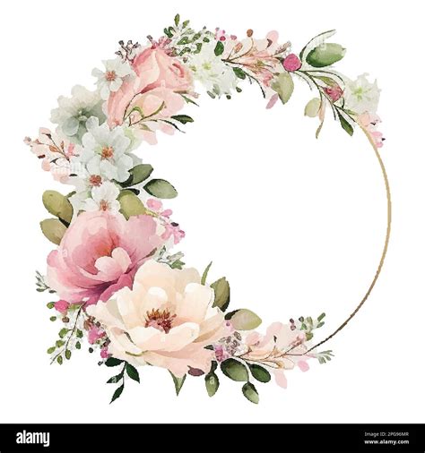 Couronne Avec Fleurs Feuilles Et Branches Dans Un Style Aquarelle