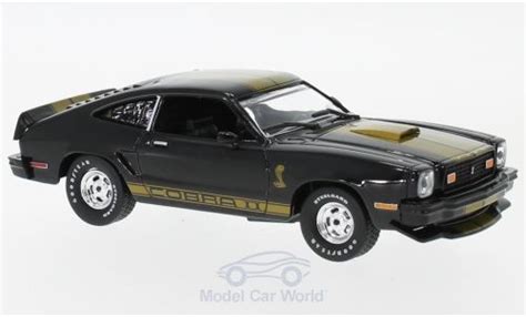 Miniature Ford Mustang 1 43 Greenlight II Cobra II Noire Gold 1977