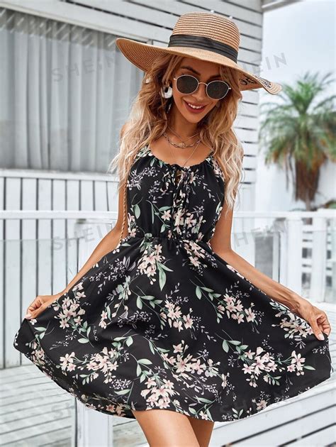 Shein Vcay Robe Fines Brides Imprim Floral N Ud Mode En Ligne