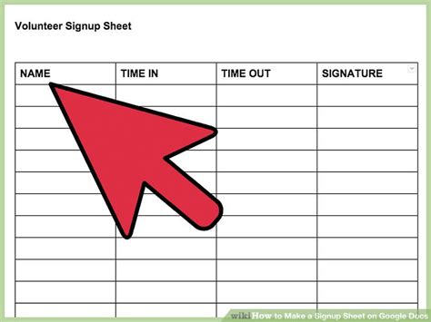 Sign Up Sheet Google Docs Template