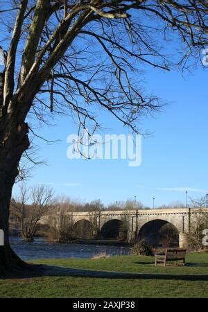 Kelso Bridge or Rennie's Bridge over the River Tweed in Kelso, Scottish Borders, Scotland from ...