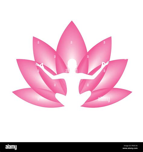 Young Person Sitting In Yoga Meditation Lotus Position Silhouette With