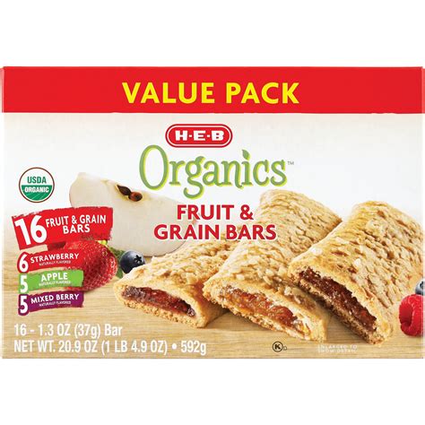 H E B Organics Fruit And Grain Bars Value Pack Shop Granola And Snack