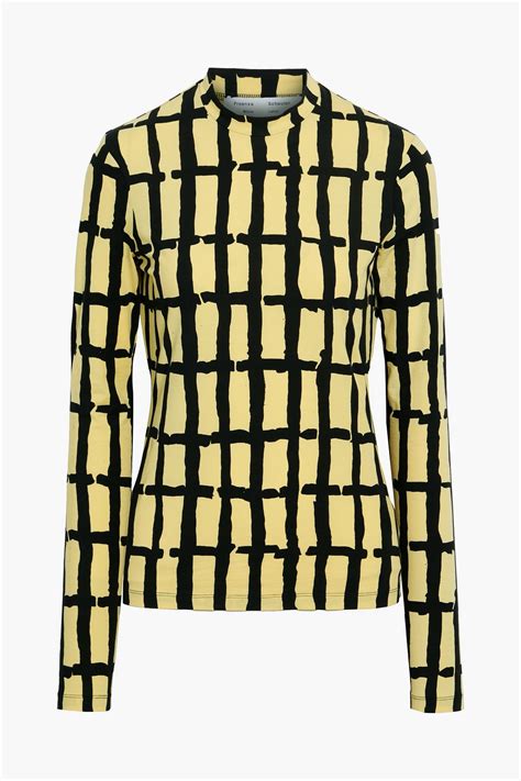 Proenza Schouler Pswl Cutout Printed Cotton Blend Jersey Top The Outnet