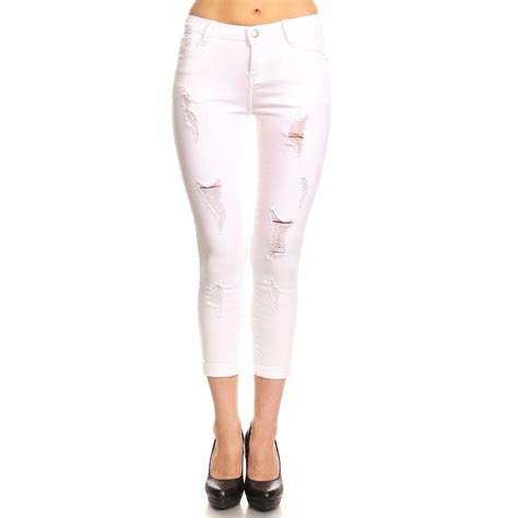 Distressed Cuffed Capri Jeans Baby Blue Capri Jeans Distressed