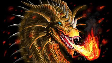 3840x1080px | free download | HD wallpaper: dragon, look, fire, art ...