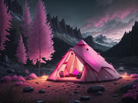 Premium AI Image | Outdoor camping photo tent in the middle of nature ...