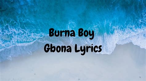 Burna Boy Gbona Lyrics Youtube