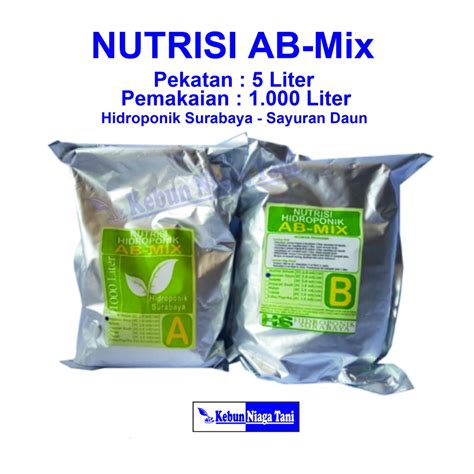 Jual Hidroponik Surabaya Nutrisi AB Mix 5 L Sayuran Daun Abmix