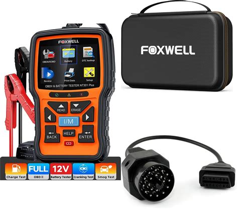 Foxwell Nt301 Plus 2 In1 Obd2 Scanner Battery Tester With 20pin Extension Cable And