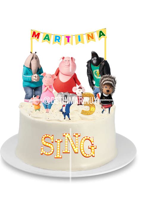 Topper De Torta Personalizado De Sing De Tin Marin