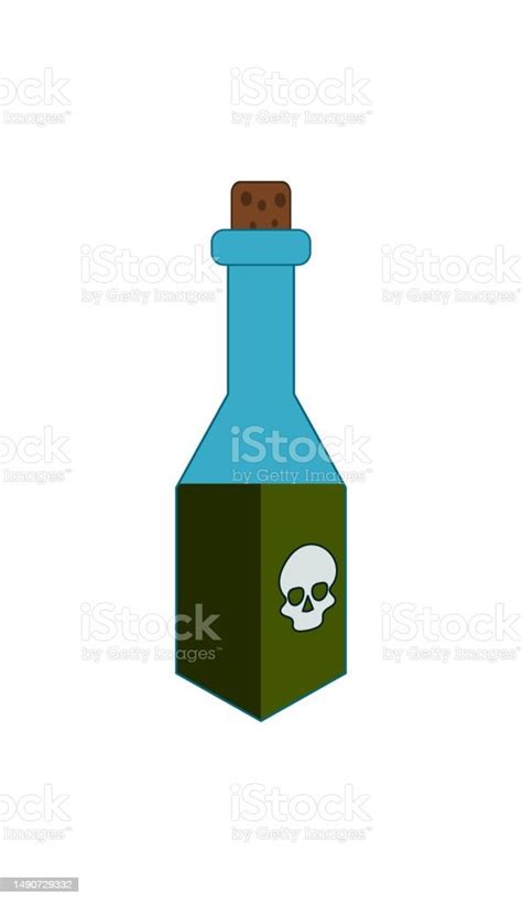 Dark Green Poison Vector Bottle Isolated On White Background Stock