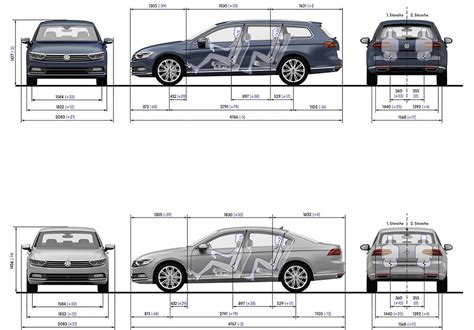 VW Cars VW Passat Volkswagen Passat Variant Wagon Blueprint Drawing