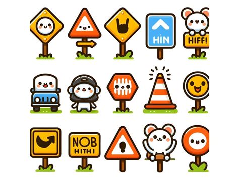 Cute Road Signs Collection Vector Illu Graphic By Ai Illustration