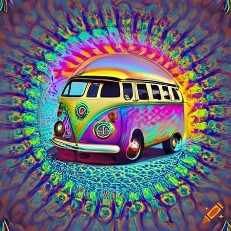 Colorful Psychedelic Vw Bus In A Circular Pattern On Craiyon