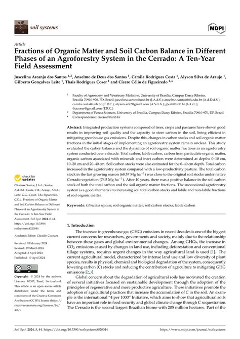 PDF Fractions Of Organic Matter And Soil Carbon Balance In Different