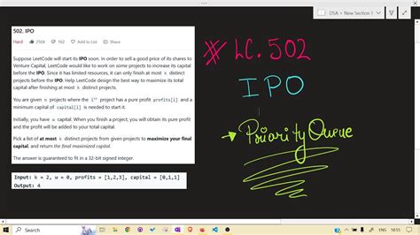 Leetcode Ipo Priority Queue Heap Maxheap Youtube