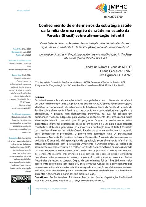 PDF Conhecimento de enfermeiros da estratégia saúde da família de uma