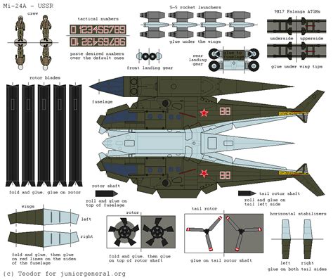 Soviet mi 24a helicopter and crew paper miniature – Artofit