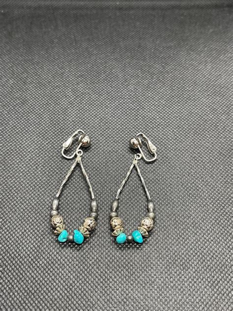 Vintage Silver Turquoise Tear Drop Earrings Estatesales Org