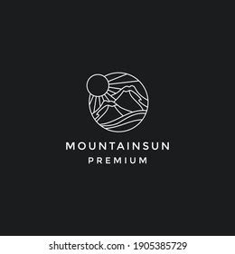 Minimalist Mountain Sun Logo Design Inspiration Stock Vector Royalty