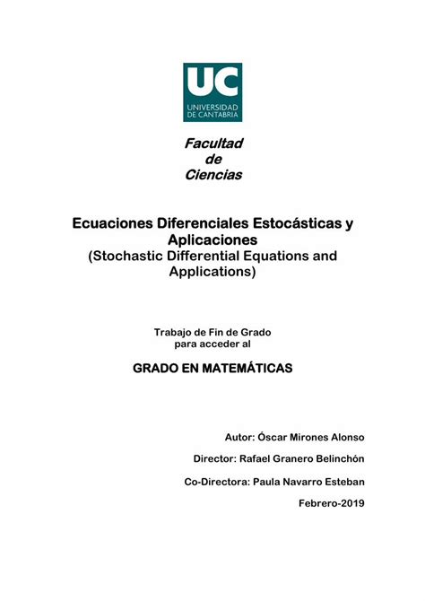 Pdf Ecuaciones Diferenciales Estoc Sticas Y Aplicaciones Pdfslide Net