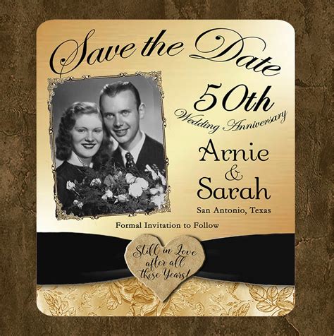 Save The Date Card 50th Anniversary Gold Save The Date Card Save The