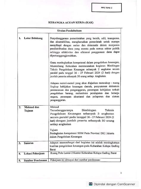 Suyono Lampiran 1 Kak Swakelola Pdf