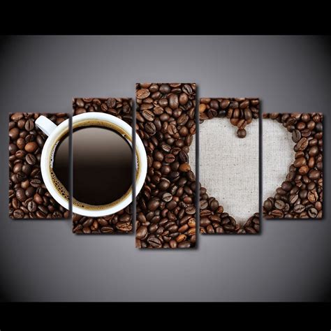 Framed Hd Printed Love Coffee And Coffee Beans Still Life Canvas