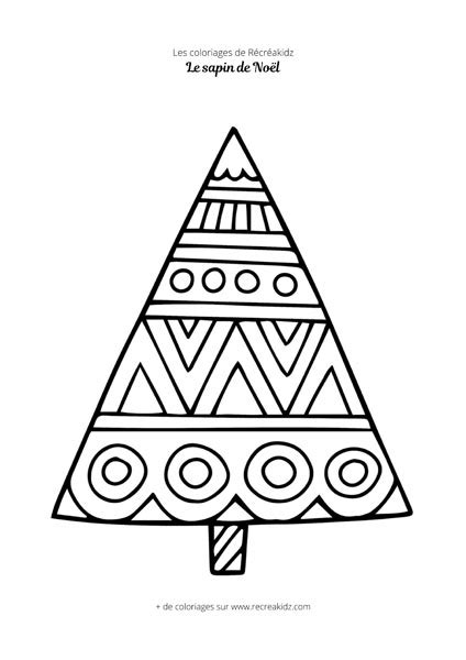 Coloriage sapin de Noël maternelle Dessin à colorier imprimer en PDF