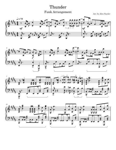 Thunder Imagine Dragons Sheet Music For Piano Solo