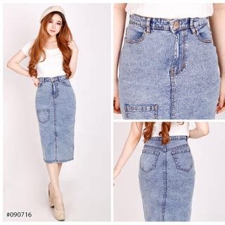 Jual TERMURAH ROK JEANS SPAN WANITA 7 8 ROK SPAN JEANS BELAH DEPAN