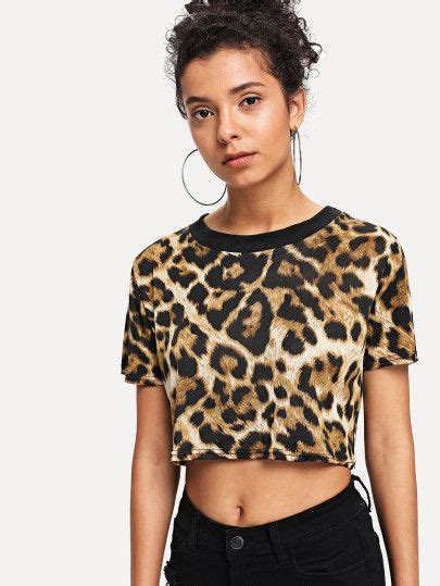 Leopard Crop T Shirt Crop Tops Women T Shirts For Women Crop Tshirt