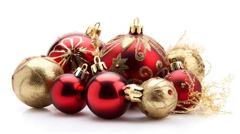 Premium Photo | Red ornaments on a white background